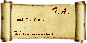 Tamás Anna névjegykártya